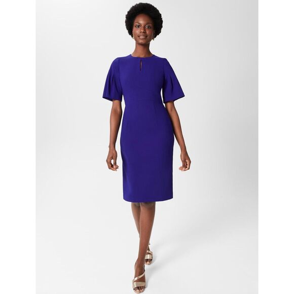 HOBBS London Izara Shift Dress Ultramarine Blue Sz 12 Officewear Classic Preppy - Picture 1 of 13